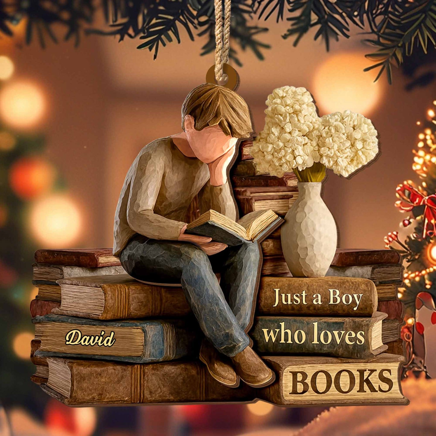Just A Boy Who Loves Books Ornament