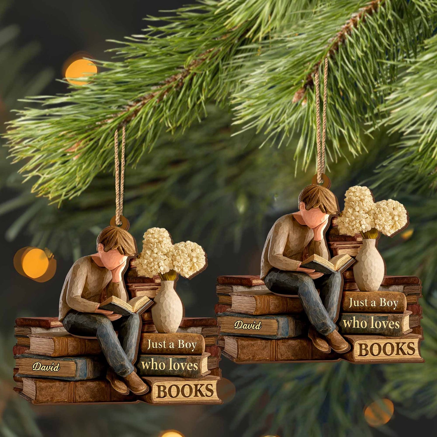 Just A Boy Who Loves Books Ornament
