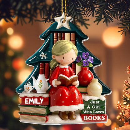 Just A Girl Who Loves Books, Christmas Tree Ornament