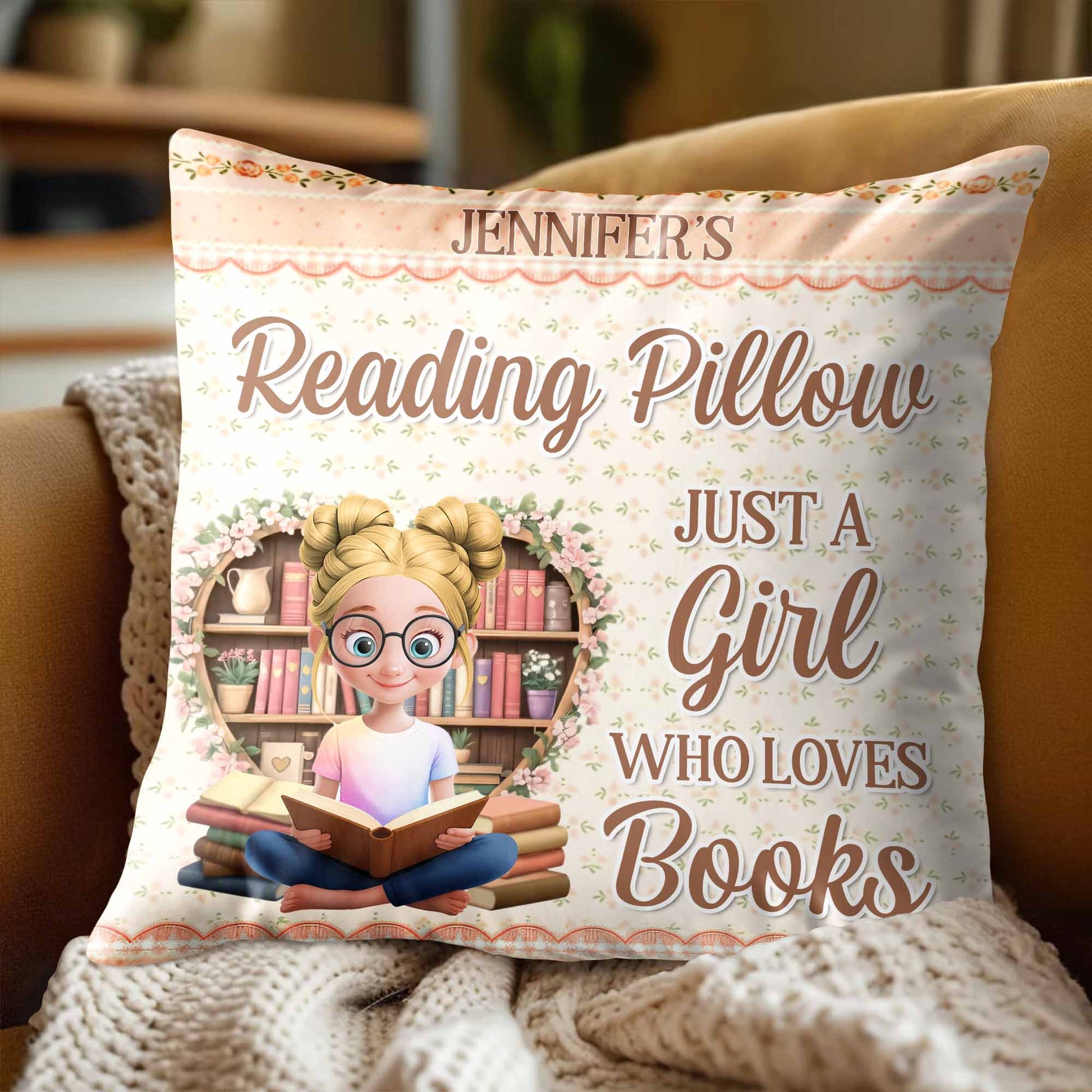 Reading Pillow, Just A Girl Who Loves Books