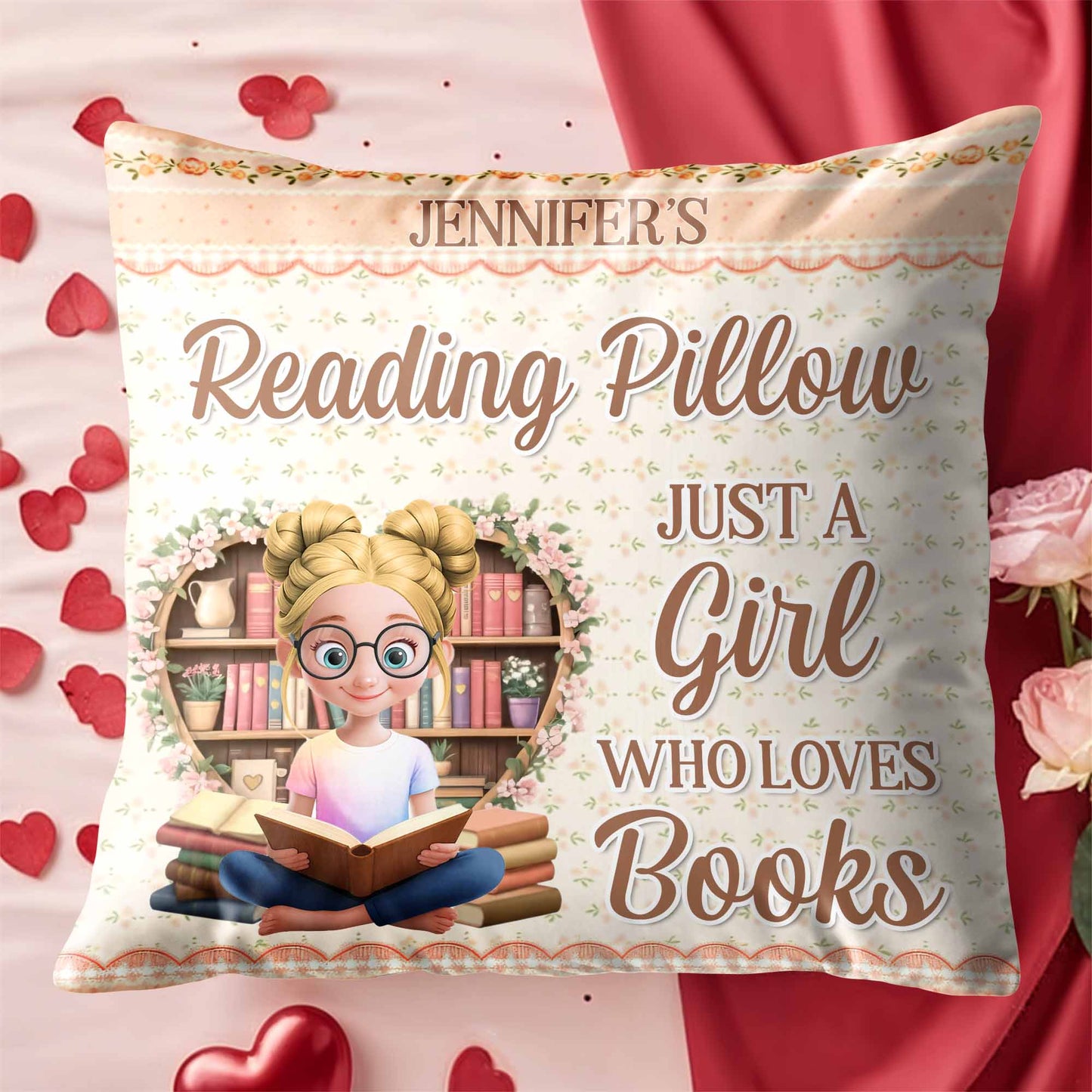 Reading Pillow, Just A Girl Who Loves Books