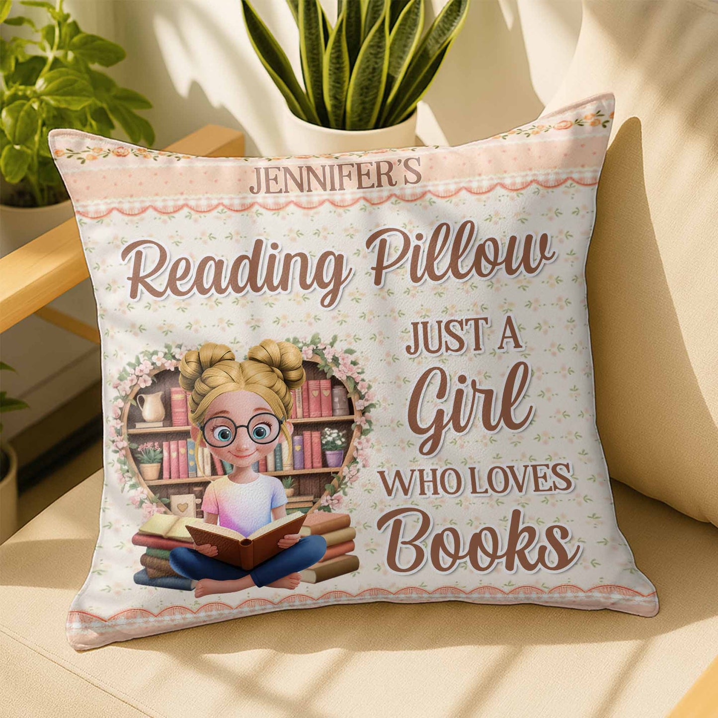 Reading Pillow, Just A Girl Who Loves Books