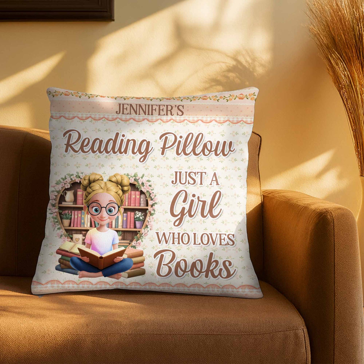 Reading Pillow, Just A Girl Who Loves Books