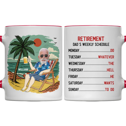 Détendez-vous et savourez votre boisson, motif palmier et plage – Tasse personnalisée avec accents – RETIRE003_AMUG