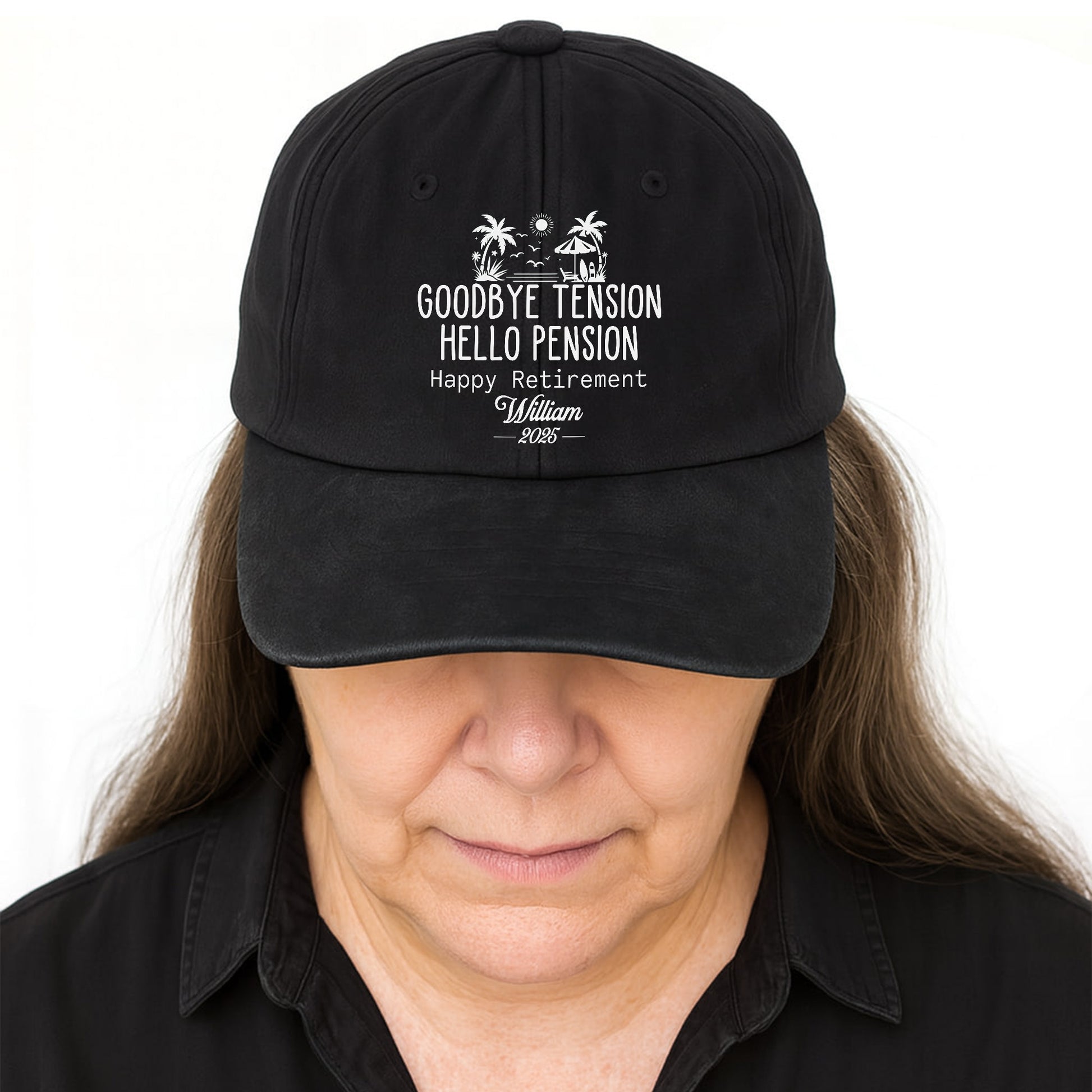 Goodbye Tension Hello Pension, Palm Trees Design