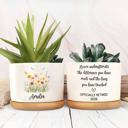 Personalized Flower And Butterfly Ceramic Pot