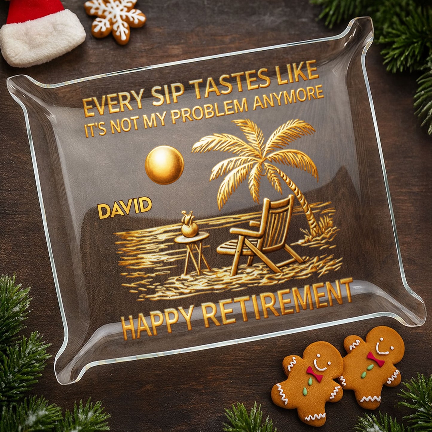 Every Sip Tastes Like Happy Retirement Beach Chair Palm Tree