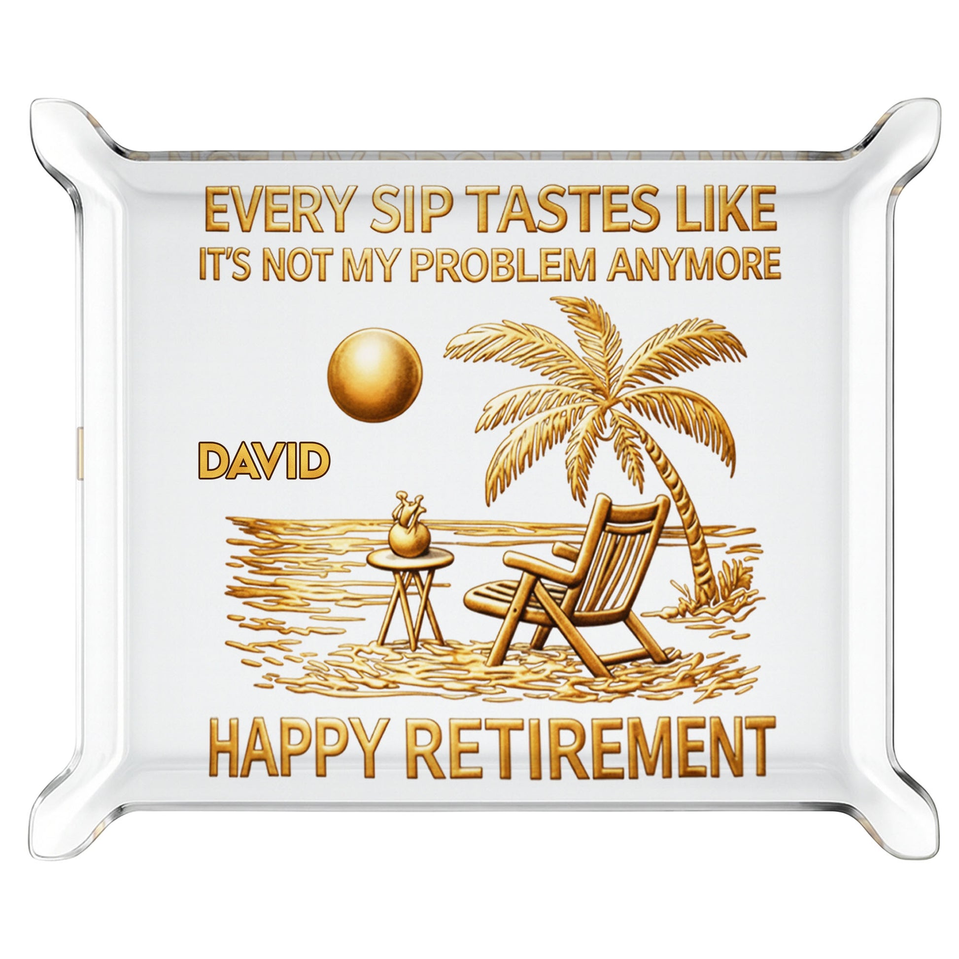 Every Sip Tastes Like Happy Retirement Beach Chair Palm Tree