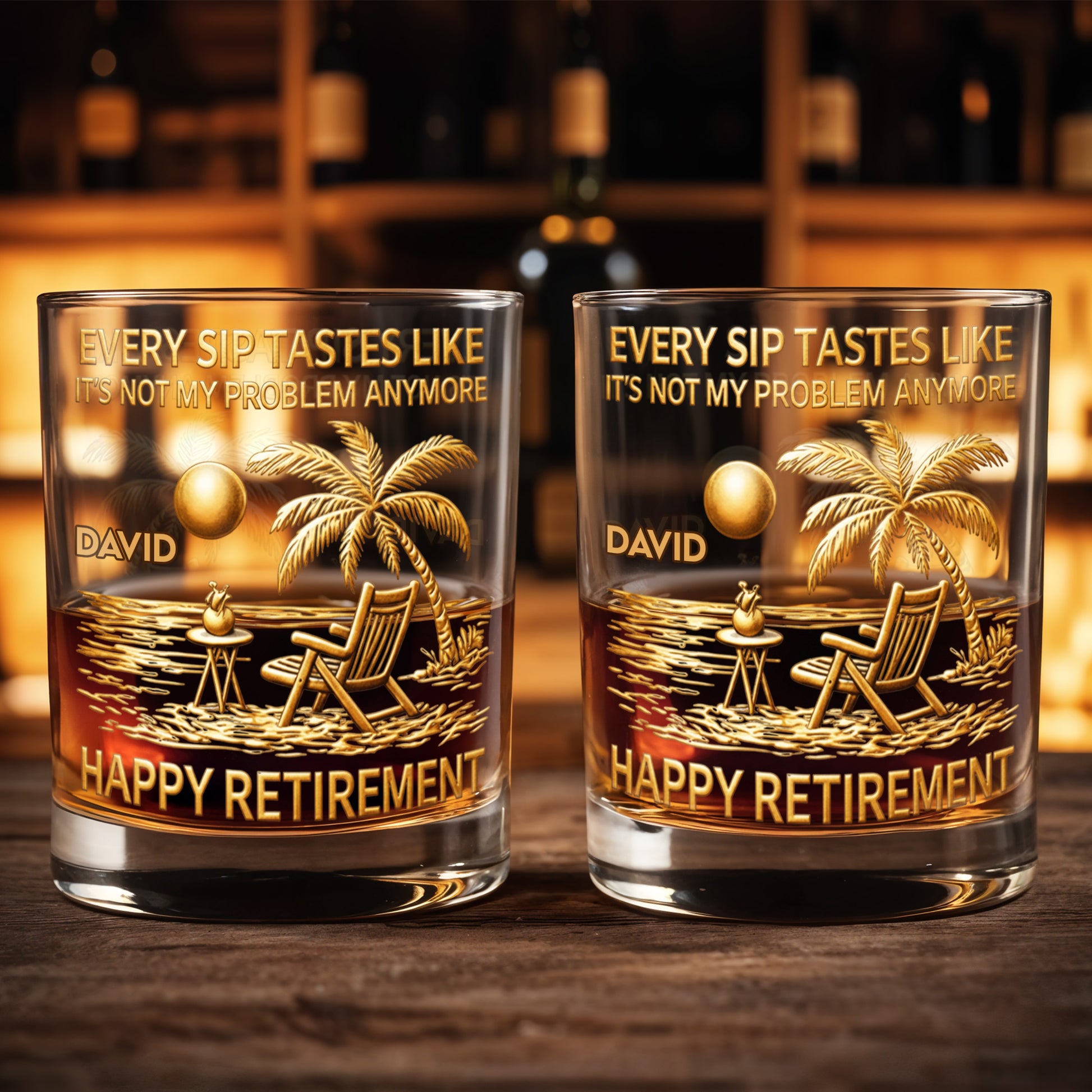 Every Sip Tastes Like Happy Retirement, Palm Trees Beach Chair Sun