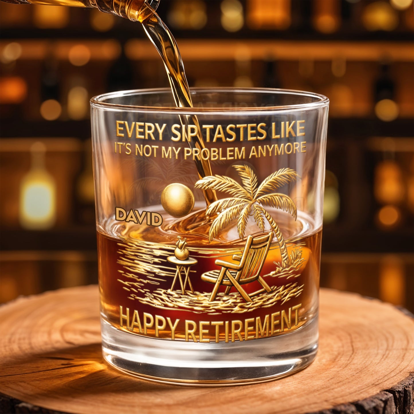 Every Sip Tastes Like Happy Retirement, Palm Trees Beach Chair Sun