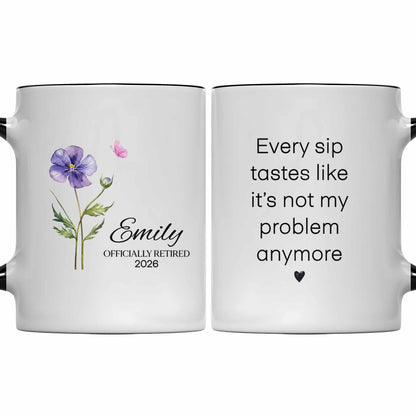 Officially Retired Purple Flower And Butterfly Personalized Design - Personalized Custom Accent Mug - RETIRE017_AMUG