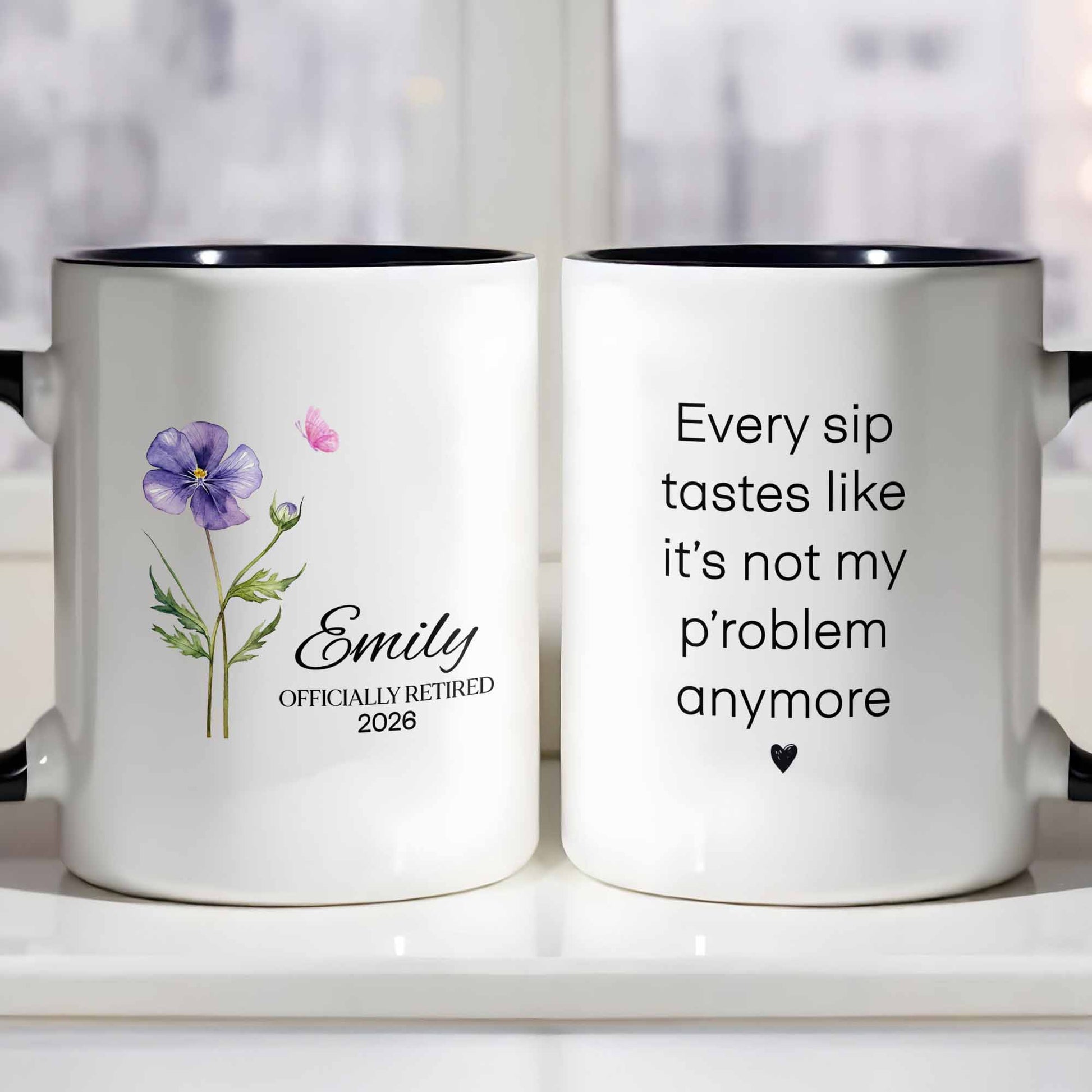 Officially Retired Purple Flower And Butterfly Personalized Design