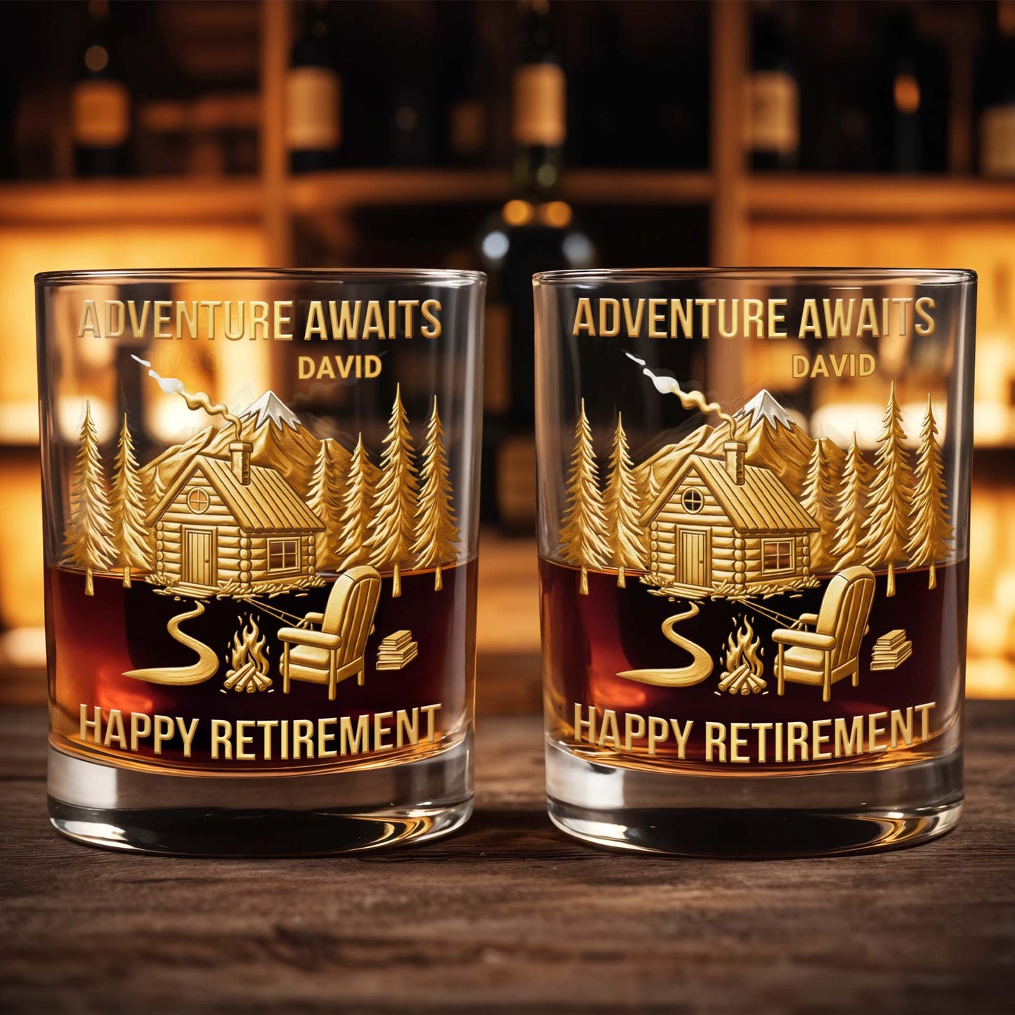 Adventure Awaits, Happy Retirement, Cabin And Trees