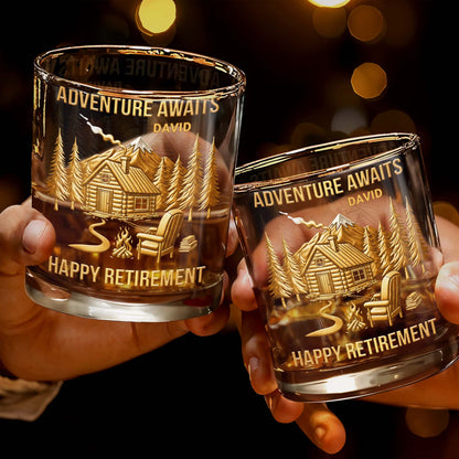 Adventure Awaits, Happy Retirement, Cabin And Trees