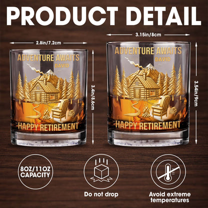 Adventure Awaits, Happy Retirement, Cabin And Trees