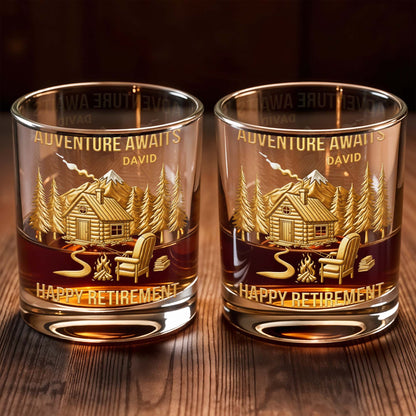 Adventure Awaits, Happy Retirement, Cabin And Trees