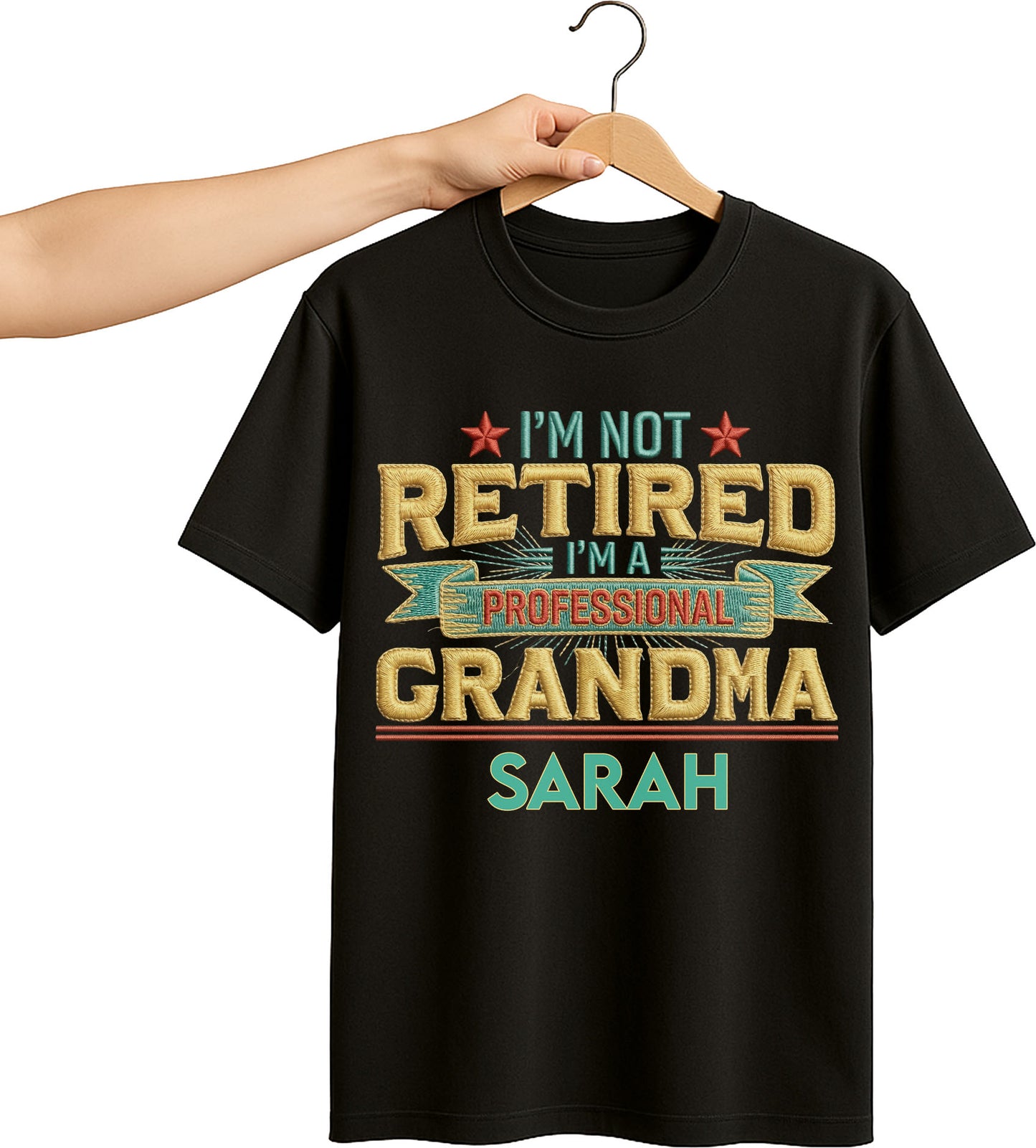 I'm Not Retired I'm A Professional Grandma Grandpa With 3D Embroidery - Personalized Custom Unisex T-shirt, Hoodie - RETIRE110_BBAS