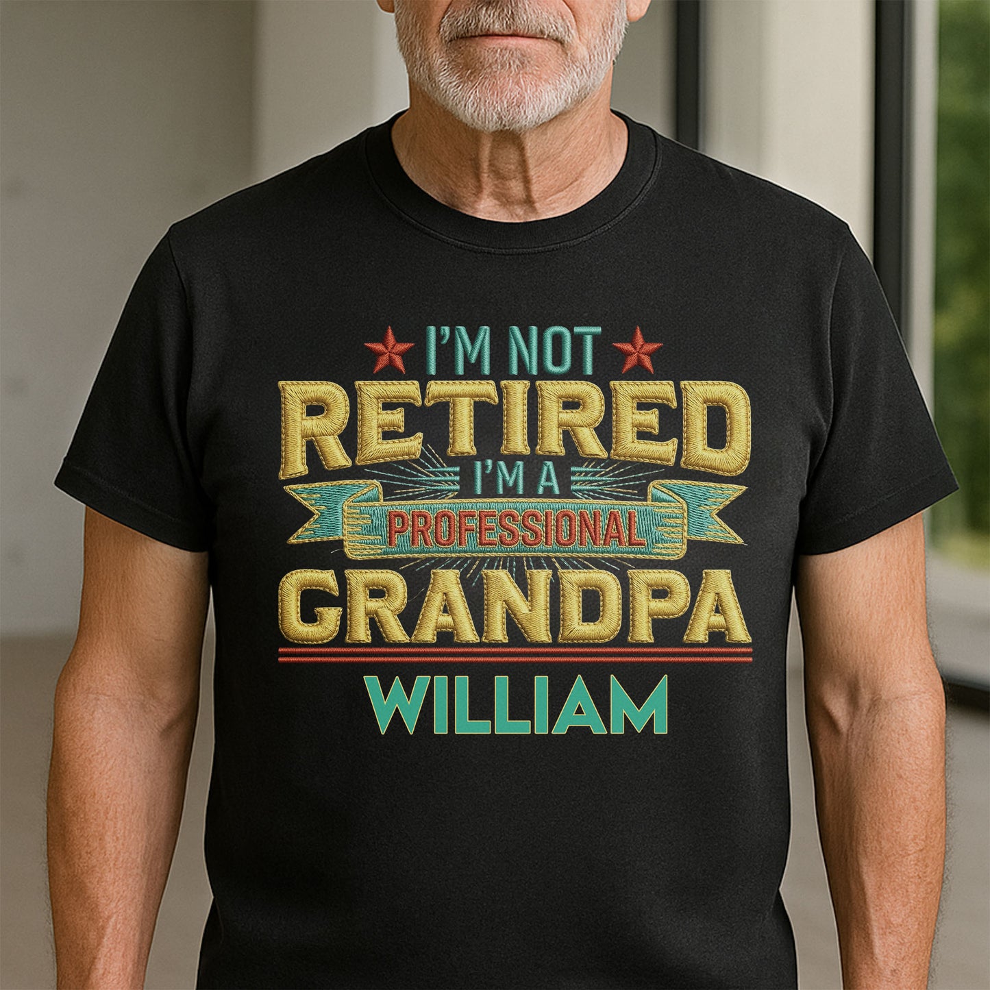 I'm Not Retired I'm A Professional Grandma Grandpa With 3D Embroidery - Personalized Custom Unisex T-shirt, Hoodie - RETIRE110_BBAS