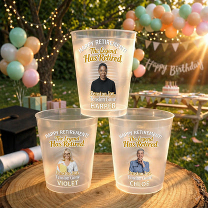 Happy Retirement The Legend Has Retired Custom Photo And Pension Joy - Personalized Frosted Cups - RETIRE176_FCUP