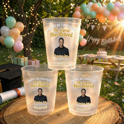 Happy Retirement The Legend Has Retired Custom Photo And Pension Joy - Personalized Frosted Cups - RETIRE176_FCUP