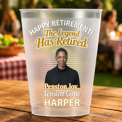 Happy Retirement The Legend Has Retired Custom Photo And Pension Joy - Personalized Frosted Cups - RETIRE176_FCUP