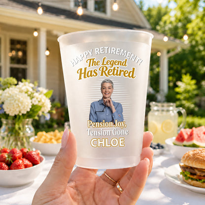 Happy Retirement The Legend Has Retired Custom Photo And Pension Joy - Personalized Frosted Cups - RETIRE176_FCUP
