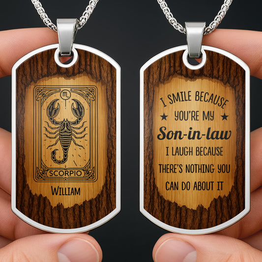 Scorpio Zodiac Sign Engraved Dog Tag