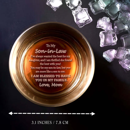 To My Son In Law I Am Blessed To Have You In My Family - Personalized Engraved Whiskey Glass - SILA019_EWG