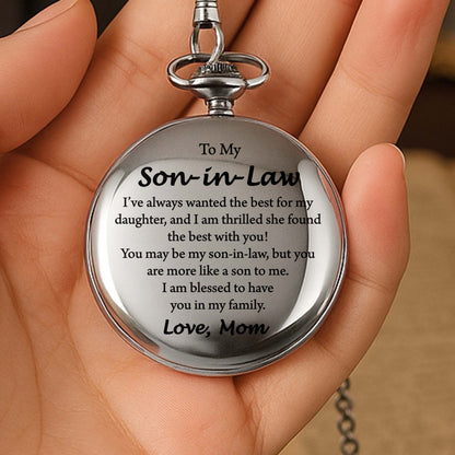 To My Son-in-Law I Have Always Wanted The Best For My Daughter - Personalized Silver Plated Pocket Watch - SILA019_SWATCH