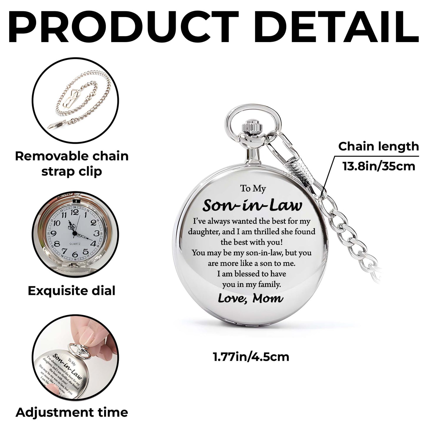 To My Son-in-Law I Have Always Wanted The Best For My Daughter - Personalized Silver Plated Pocket Watch - SILA019_SWATCH