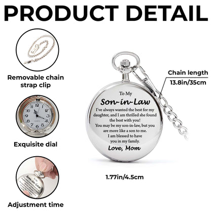 To My Son-in-Law I Have Always Wanted The Best For My Daughter - Personalized Silver Plated Pocket Watch - SILA019_SWATCH