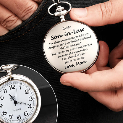 To My Son-in-Law I Have Always Wanted The Best For My Daughter - Personalized Silver Plated Pocket Watch - SILA019_SWATCH