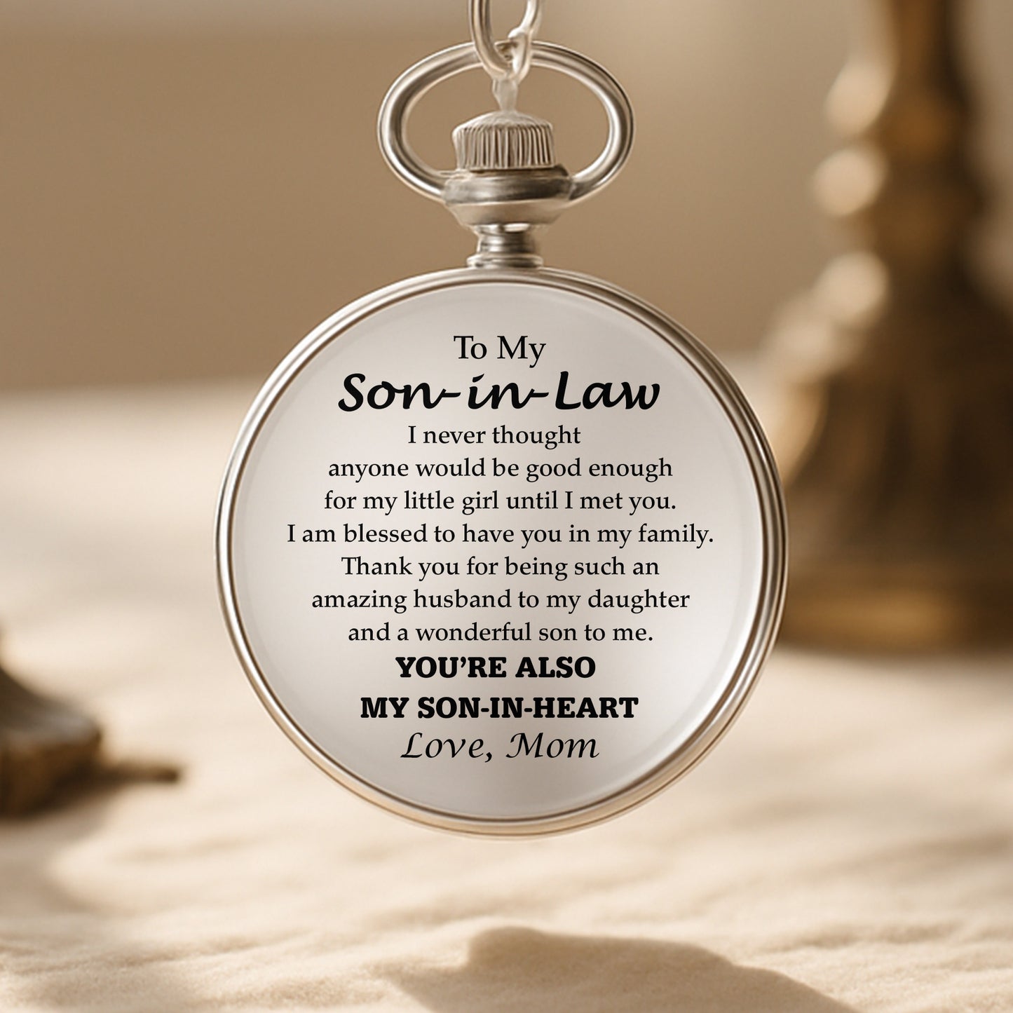 To My Son In Law You Are Also My Son In Heart Engraved Pocket Watch - Personalized Silver Plated Pocket Watch - SILA032_SWATCH