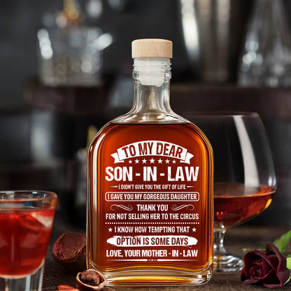 To My Dear Son-In-Law I Gave You My Gorgeous Daughter Stars Design - Personalized Whiskey Bottle - SILA038_WHIBA
