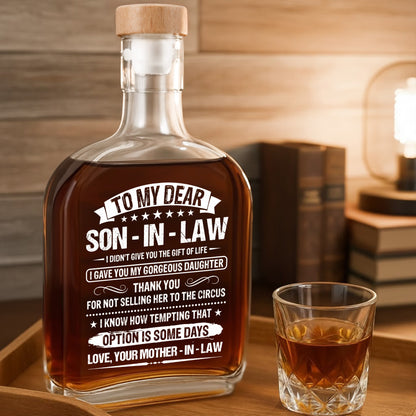 To My Dear Son-In-Law I Gave You My Gorgeous Daughter Stars Design - Personalized Whiskey Bottle - SILA038_WHIBA