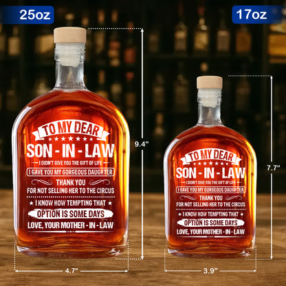 To My Dear Son-In-Law I Gave You My Gorgeous Daughter Stars Design - Personalized Whiskey Bottle - SILA038_WHIBA
