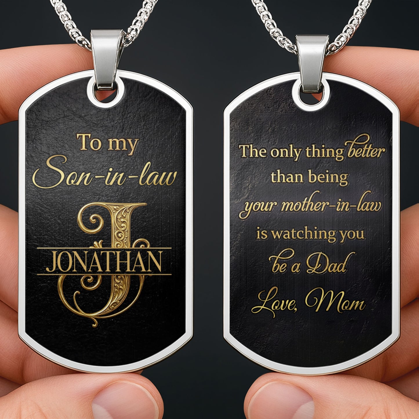 To My Son In Law The Only Thing Better Initial Monogram - Personalized Custom Dog Tag Necklace - SILA057_DTNECK