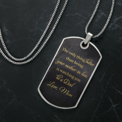 To My Son In Law The Only Thing Better Initial Monogram - Personalized Custom Dog Tag Necklace - SILA057_DTNECK