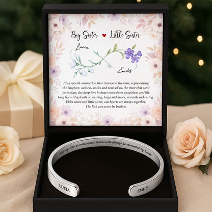 Side By Side Or Miles Apart, Sisters Connected By Heart, Flowers