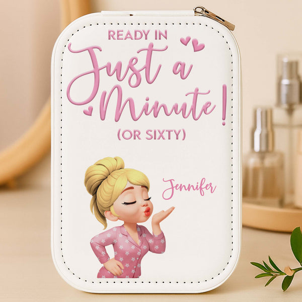 Ready In Just A Minute With Cartoon Girl and Hearts