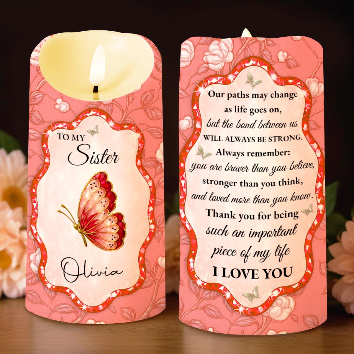 To My Sister, Beautiful Butterfly And Flower Design