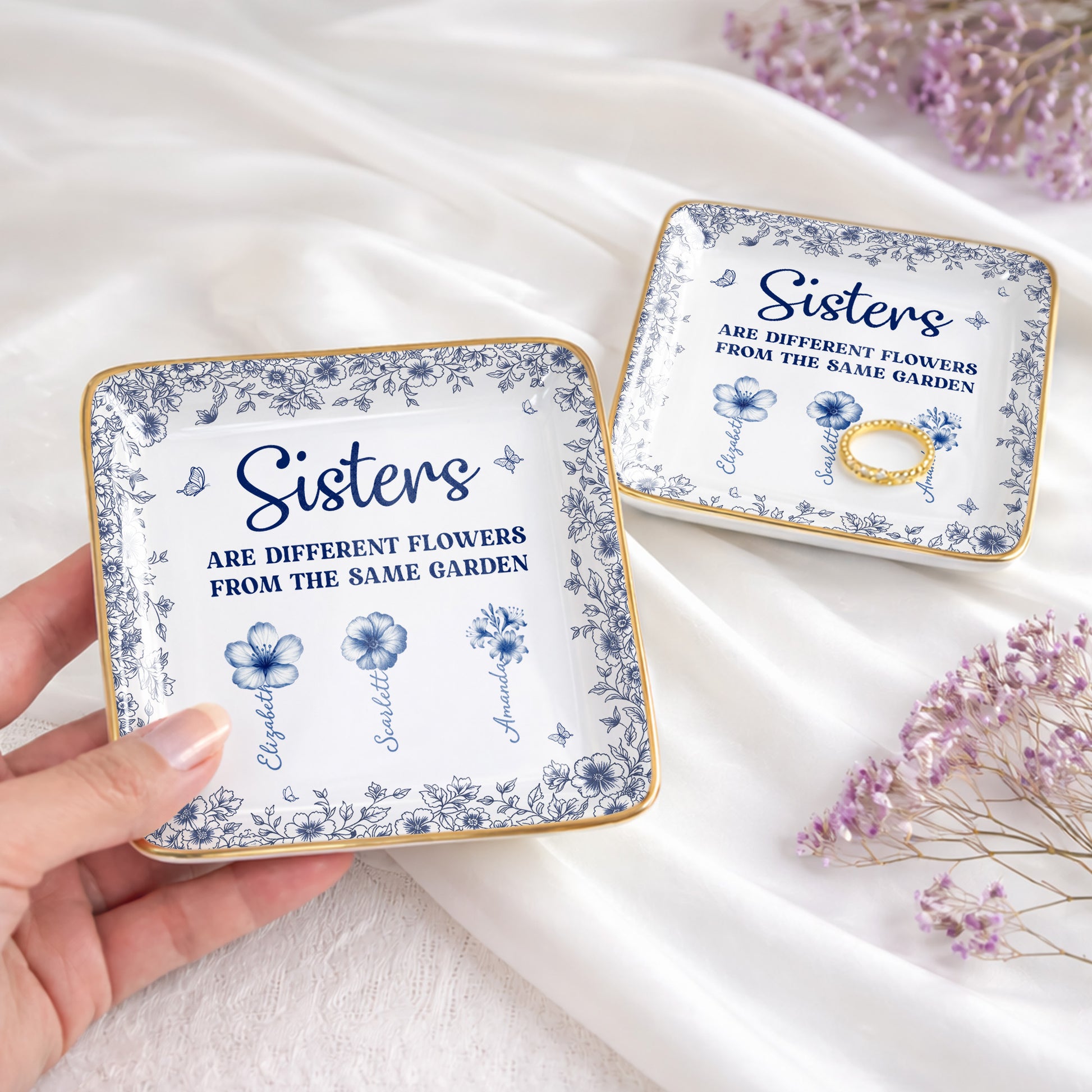 Sisters Are Different Flowers From The Same Garden Personalized Birth Flowers