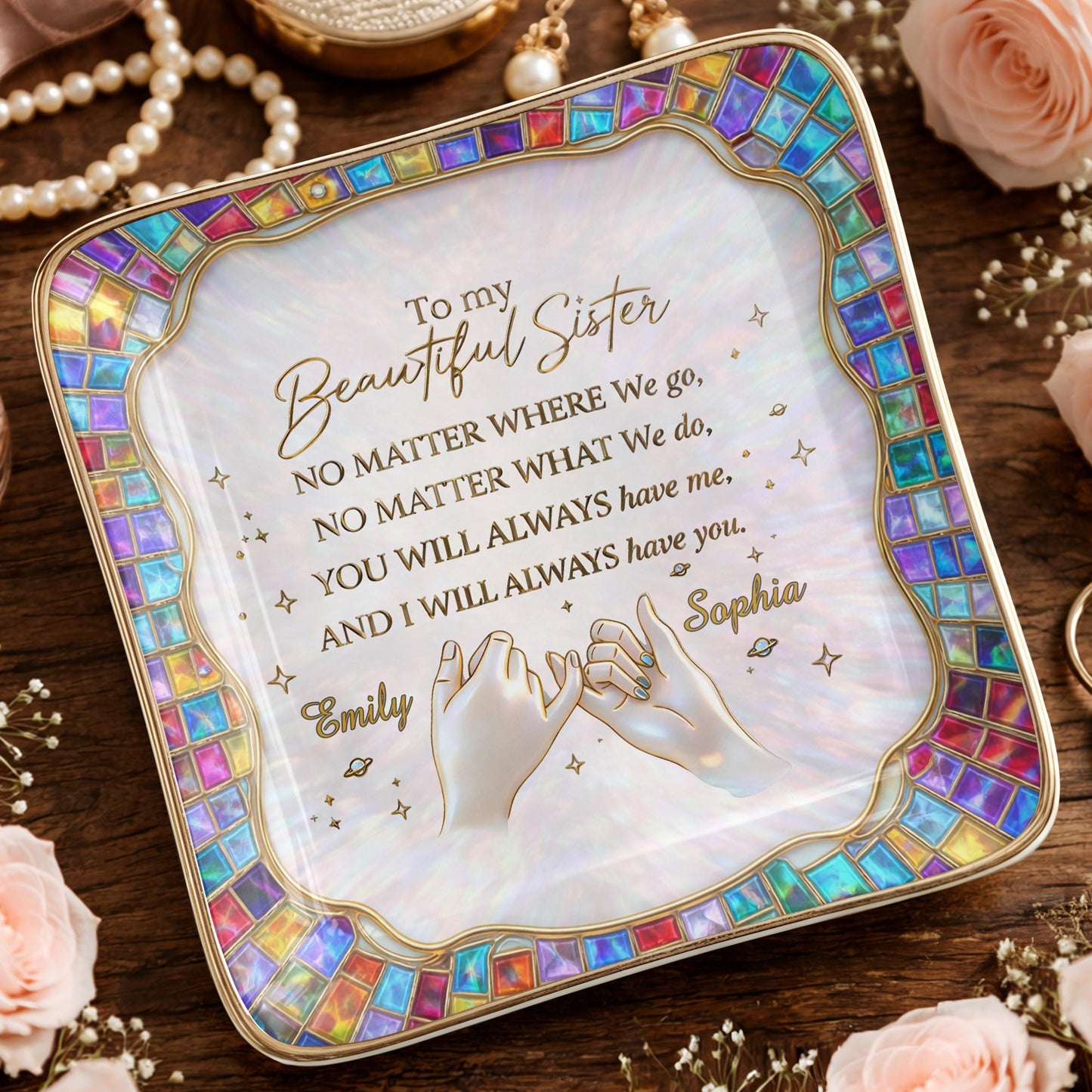 To My Beautiful Sister, You Will Always Have Me, Hands and Stars Design