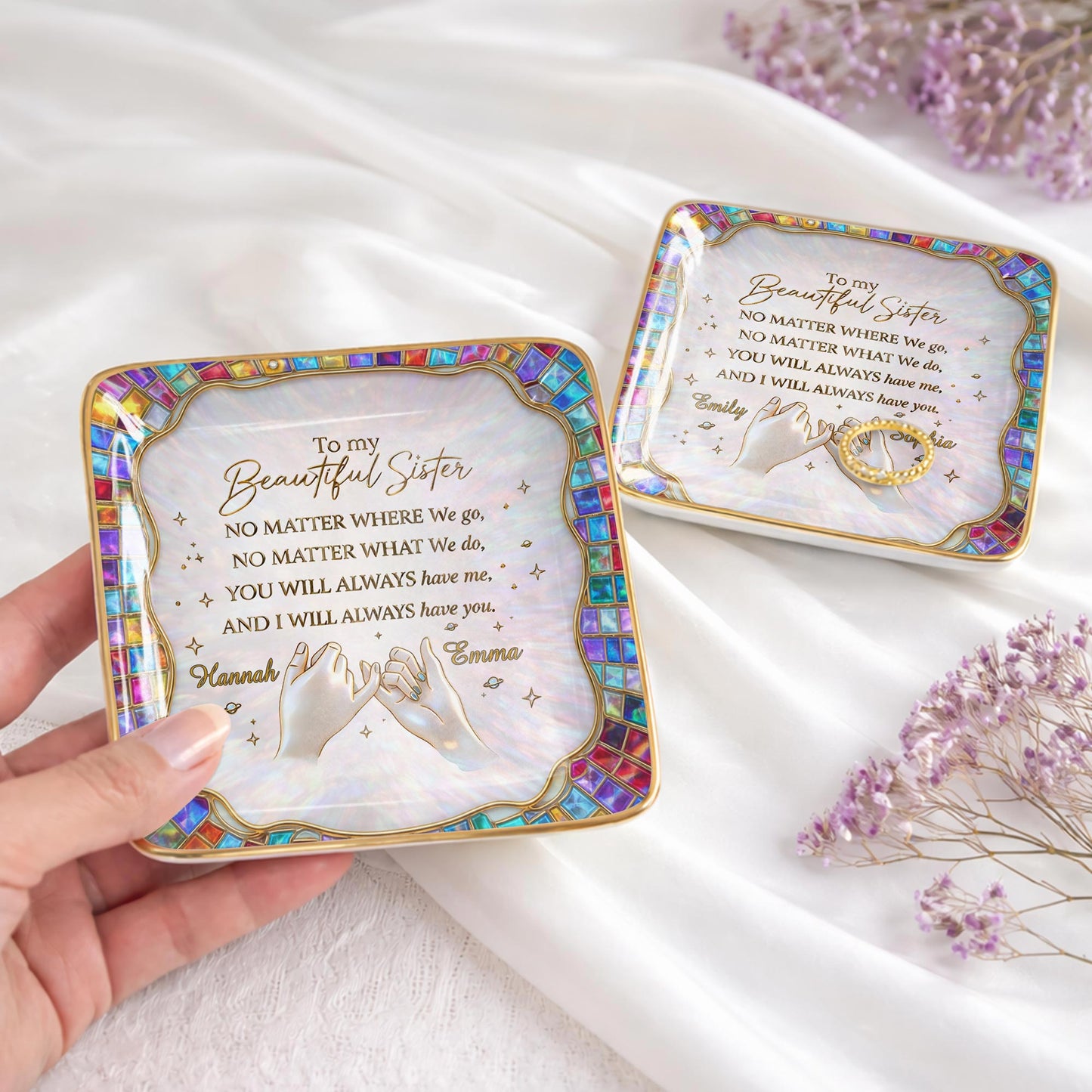 To My Beautiful Sister, You Will Always Have Me, Hands and Stars Design