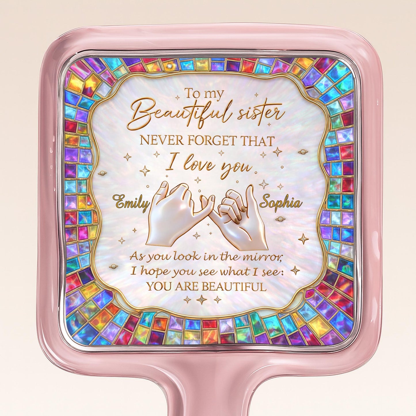 To My Beautiful Sister, Hands and Stained Glass