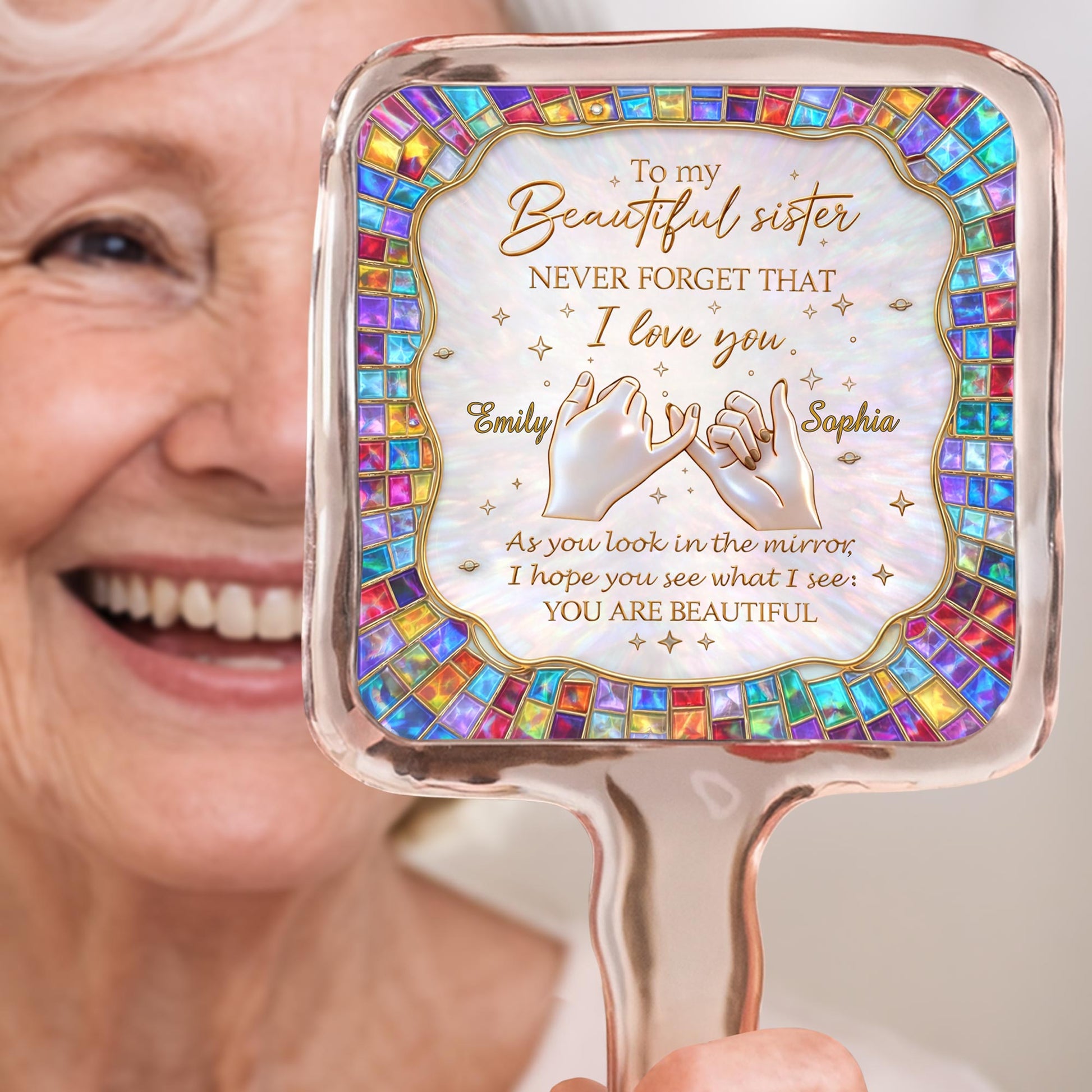 To My Beautiful Sister, Hands and Stained Glass