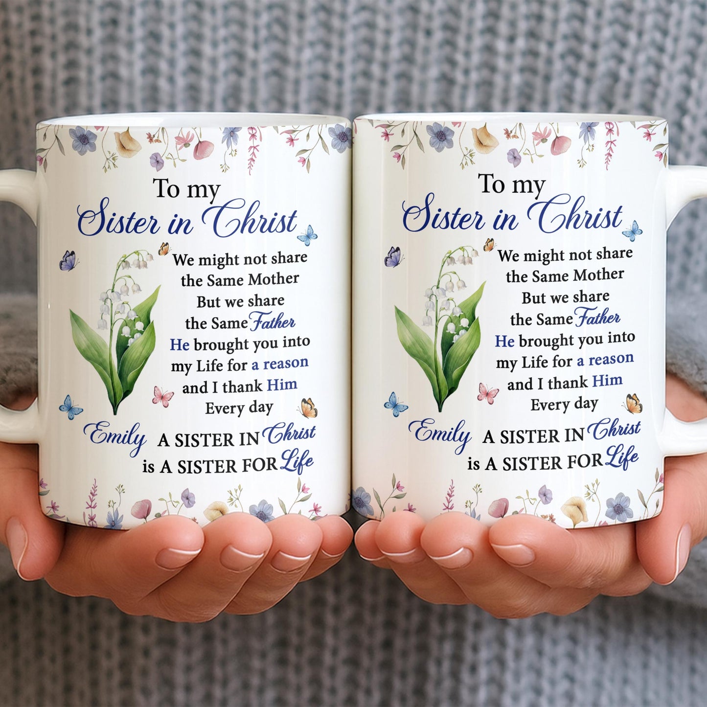 To My Sister In Christ Flower And Butterfly Floral Gift