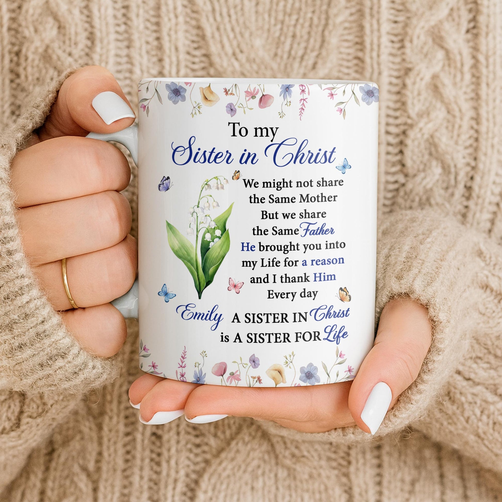 To My Sister In Christ Flower And Butterfly Floral Gift