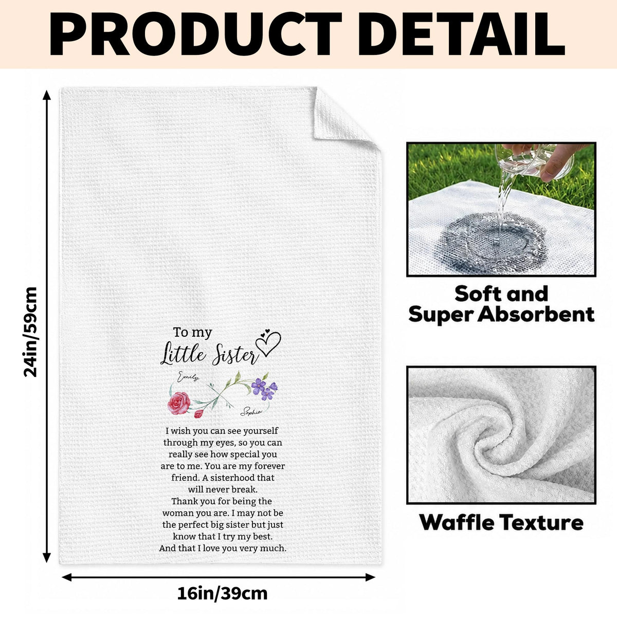 To My Little Sister, Forever Friend Infinity Birth Month Flowers - Personalized Kitchen Towel - SIS184_TOWL