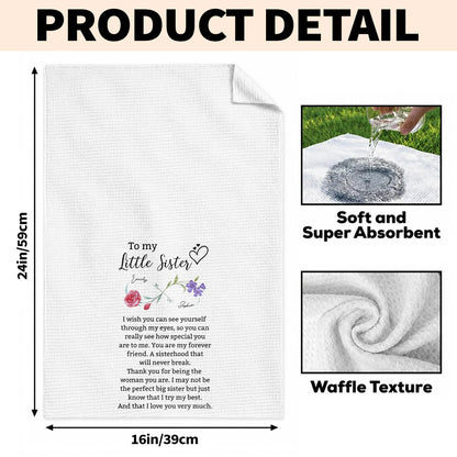 To My Little Sister, Forever Friend Infinity Birth Month Flowers - Personalized Kitchen Towel - SIS184_TOWL